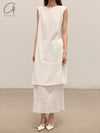 BASERANGE Elastic waist skirt Comfortable French BAS-SKFO-LC-SU25-UNDYED